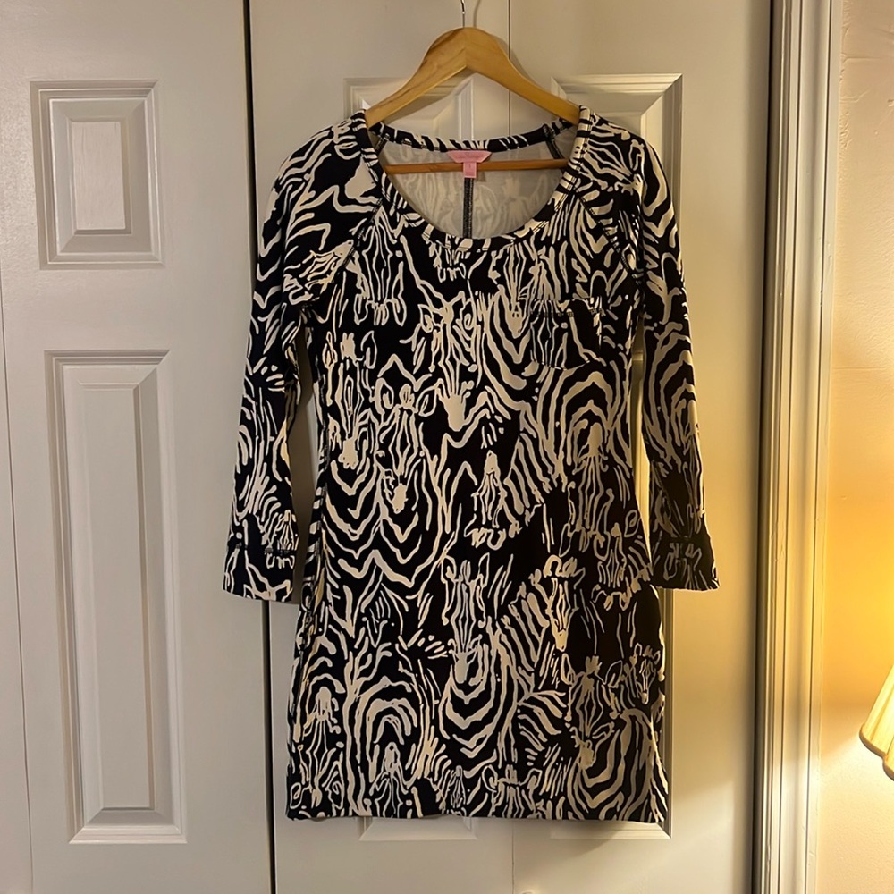 Lily Pulitzer Navy Zebra Print Shift Dress